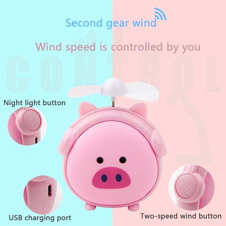Cartoon cute animal USB charging small fan children's handheld student dormitory portable with mini cool fan