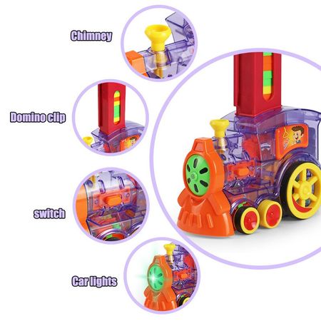 Kids Domino Train Car Set Sound Light Automatic Laying Domino Brick Colorful Dominoes Blocks Game Educational DIY Toy Gift