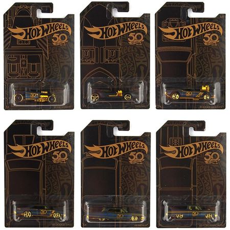 Hot Wheels Car Collector's Edition 50th Anniversary Black Gold Metal Diecast Cars Toys Vehicle For Children Juguetes FRN33