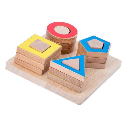 Wooden Toy Geometric Shape Cognitive Matching Columns Learning Board Baby Educational Puzzle Building Blocks Toys for Children
