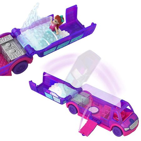 Original Polly Pocket Mini Car Pollyville Party Limo Truck Box Birthday Kid Toys Girls Reborn Gift Doll House Accessories Boneca