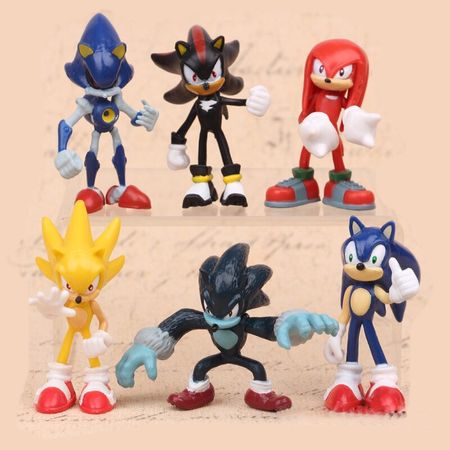 Sonic Figures Toy  Sonic Shadow Tails Characters Figure Toys For Children Animals Toys  Pvc Toy 6Pcs/Set 7-12cm Set Free Shippin