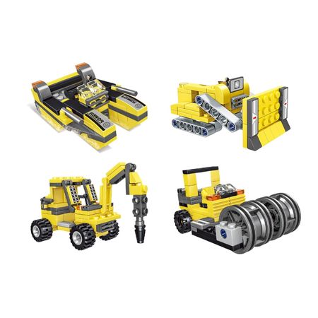 694PCS City Engineering Crane Technic Car Building Blocks Creator Construct Truck Excavator Roller Figures Bricks Toys For Boys