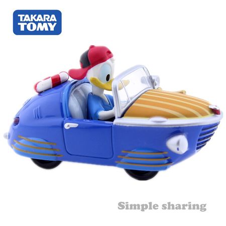 Takara Tomy TOMICA MRR 08 Donald Duck And Roadster Racer Pixar Disney Anime Figure Car Toy Model Kit Funny Kids Bauble