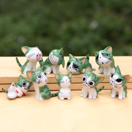 9pcs/lot Cheese cat miniature figurines toys cute lovely Model Kids Toys PVC japanese chi's sweet home cat figures For Children