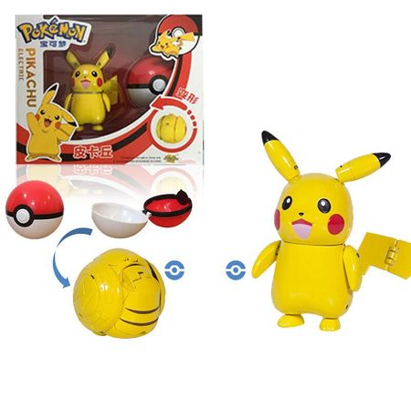 Genuine Pokemon Ball Deformation Robot Toys Pikachu and Solgaleo and Lunala give children birthday gifts