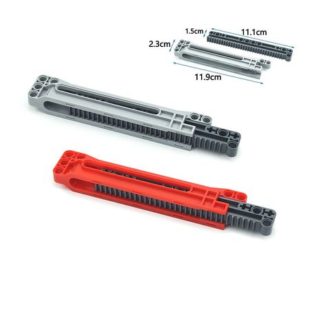1Set Technic Parts Series MOC Brick Parts PART 18942+18940 Gear Rack 1 x 14 x 2 Housing with Axle and Pin Holes Assembles Toys