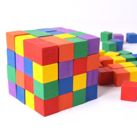 20pcs/lot 2X2CM Colorful Cubes Wooden Building Blocks Stacking Up Square Wood Toy Baby Shape Color Learning Toys for Children