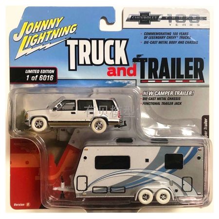 Johnny Lightning cars 1/64 Chevy Tahoe  TRUCK and TRAILER  Collector Edition Metal Diecast Model Car Kids Toys