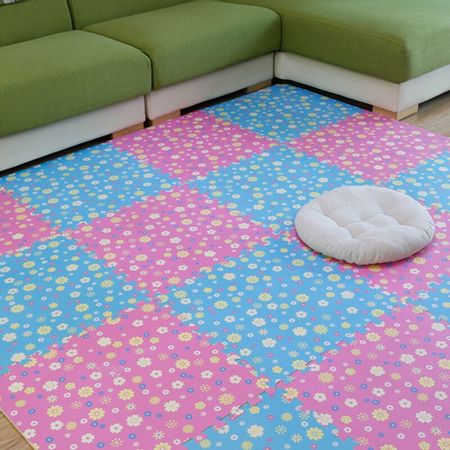 16PCS Baby EVA Foam Floral Puzzle Play Mat /Kids Rugs Toys Carpet for Children Interlocking Exercise Floor Tiles, Each 30*30*1cm