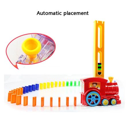 60pcs Electric Automatic Laying Domino Brick Train Set Rainbow Car Vehicle Light Model Dominoes Blocks Game Toys for Boy Kid