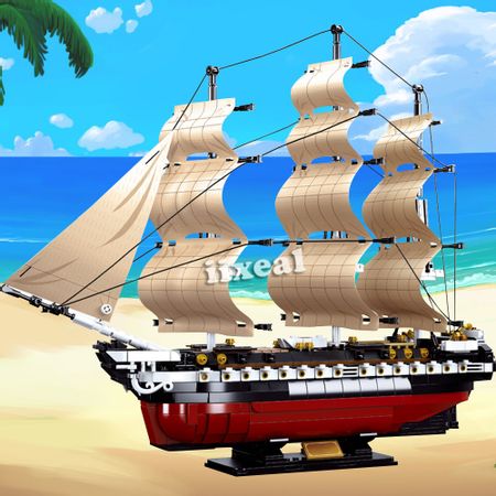 Fit Lego City Pirate Ship Model Building Blocks Queen Black Hawk Action Figure Bricks Boy Toys for Children Construction