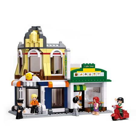 Coffee shop Hotel Bricks Toys Sim City Street view Forge Big World Building Blocks Kids Set Model Gifts Compatible Friends