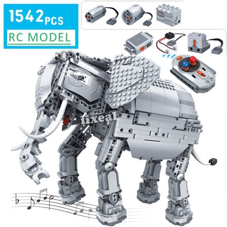 Technic Constructor Fit Lego Electric RC Elephant Model Building Blocks RC Remote Control Animal Motor Brick Children Toys Gifts