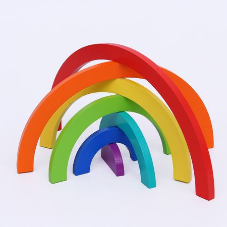 Wooden Rainbow Blocks Montessor Educational Toys For Children Toddler Playset Colorful Building Blocks Creative Baby Gifts