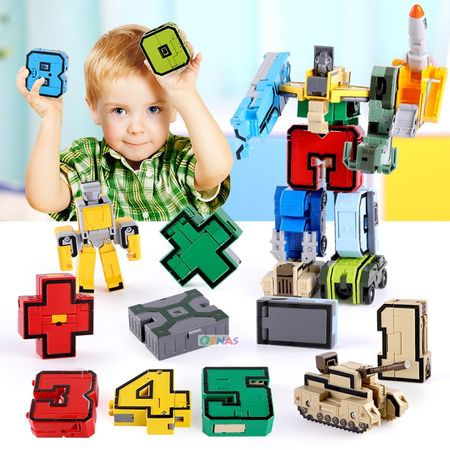 15 in 1 Educational Assembling Building Blocks GUDI Action Figure Transformation Robots number deformation Toys for children