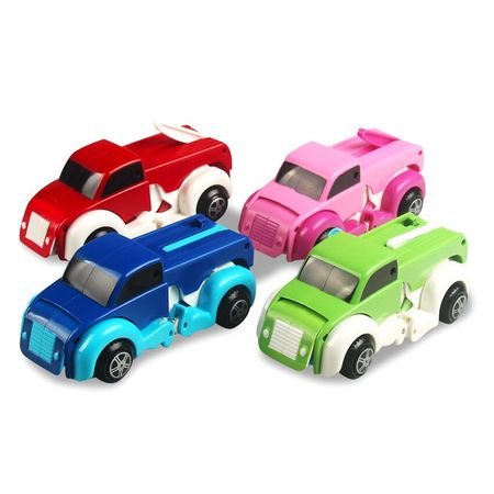 2in1 Amazing 14CM Cool Automatic Transform Dog Car Vehicle Clockwork Wind up toy Xmas Birthday Gift for children kids boy girl