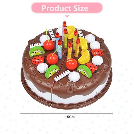 37Pcs Children Play House Chocolate Birthday Cake Toys For Girls Boys Cutting Fruit Kitchen DIY Pretend Play Educational Toy