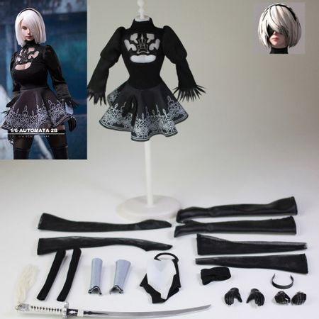 1/6 scale  Sexy Clothing Set TF01 NieR: Automata A2 Carved Girl Head With Clothing fit 12 Inch Female Figure Body