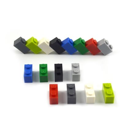 100pcs 1*2 DIY Bulk Building Blocks Compatible All Brands Dot Thick bricks multiple color Educational Creative Toys for Children