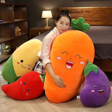 30-100cm Big Cartoon Vegetables Plush Toys Cute Soft Simulation Carrot Eggplant Chili Corn Plant Pillow Stuffed Dolls for Kids