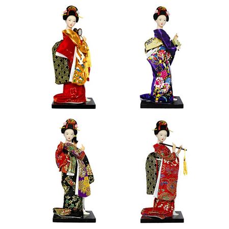 25cm Kawaii Japanese Lovely Geisha Figurines dolls with beautiful kimono New house office decoration Miniatures birthday gift