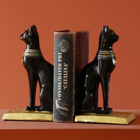 Resin Lucky Cat Statue Egyptian Cat Figurine Animal Sculpture Home Office Desktop Decoration Gift Home Decor Modern Accessories