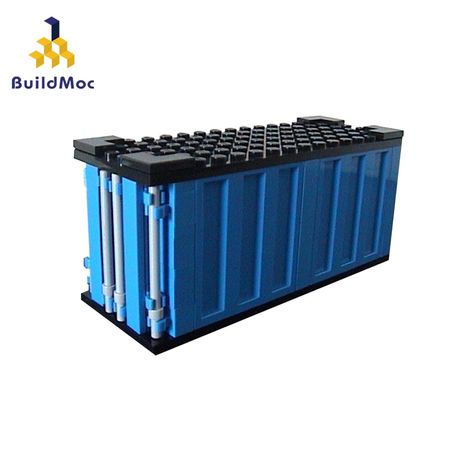 BuildMOC Car Model blue Container Truck Diecast Model Kid Children Educational Toys MOC-20665 Christmas Birthday Gift
