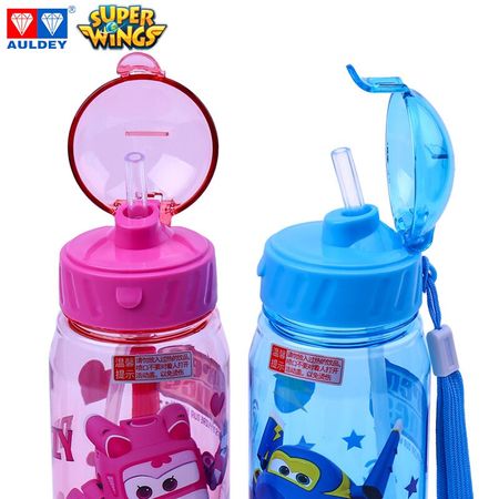 AULDEY Super Wings Children's Water Cup 14oz with Plastic Straw, Lovely Portable Water Bottle for Kids, JETT/DIZZY/JEROME
