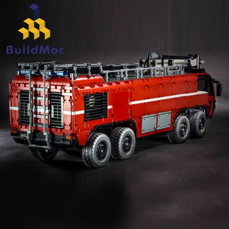 BulidMOC Fire Fighting MOC-4446 Airport Crash Tender Boat Building Blocks Crane City Firefighter Bricks Children Toys