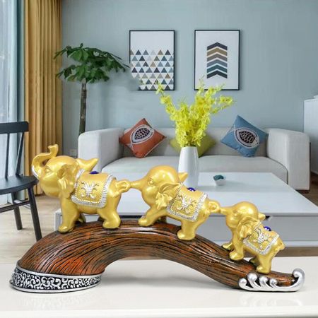 3-piece Set of Cute Elephant Decor Resin Figurines Home Decorations Desktop Accessories Fairy Tale Garden Daily Collection