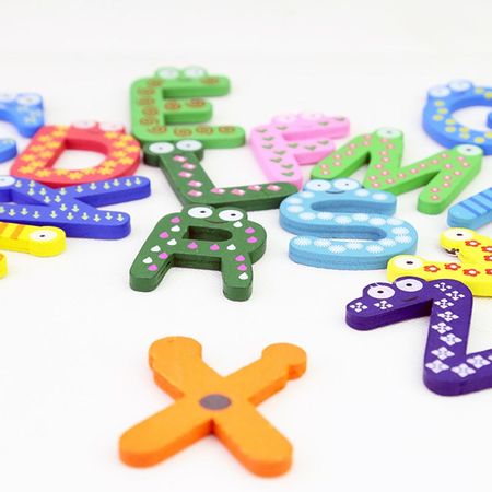 26pcs Magnetic English Alphabet Refrigerator Stickers Wooden Puzzle Toy Cognitive Baby Learning Educational Toys for Children