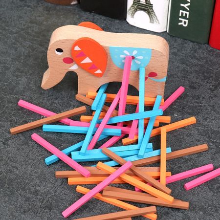 Novelty Wooden Stick Elephant Balance Game Math Toys Cute Cartoon Animal Baby Educational Learning Montessori Toy for Children