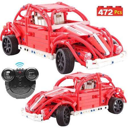 472Pcs RC Red Beetle Car Building Blocks Technic DIY Model Creator Remote Control Bricks Toys For Boys Girls
