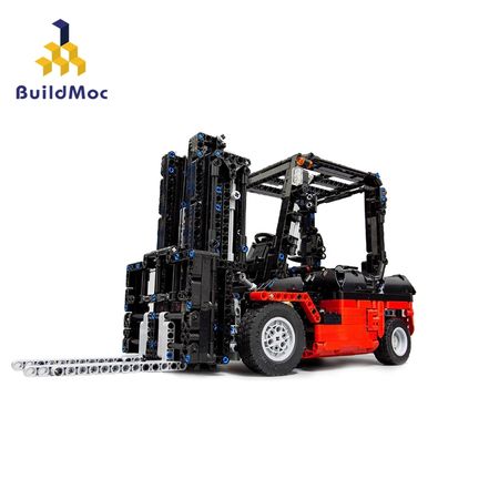 BuildMOC Technic Motor Power Custom Forklift Mk II Buildling Blocks Bricks Set Compatible MOC 3681 Forklift Model for Children