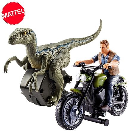 Original Mattel Jurassic World 2 Attack Pack Velociraptor Dragon Owen Action Figure  Model Dolls Toys For Children