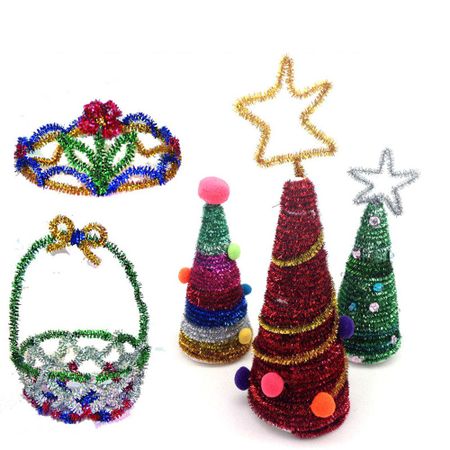 100pcs 30cm Multicolour Creative Diy Plush Sticks Educational DIY Toys Handmade Art Craft Glitter Plush Strips Kid Toy Xmas Gift