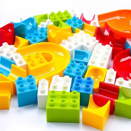 Bead sliding track Stacking Blocks DIY Race Run Maze Balls Building Blocks Compatible Bricks Gifts Toys for Children