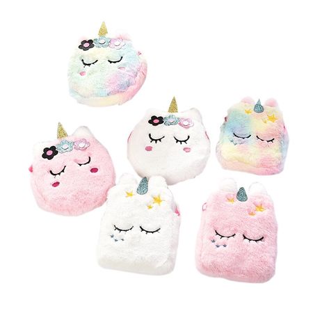 12 Styles Girls Shoulder Bag Cute Kawaii Plush Unicorn Messenger Bag Kids Keys Coin Purse Lovely Princess Mini Handbag