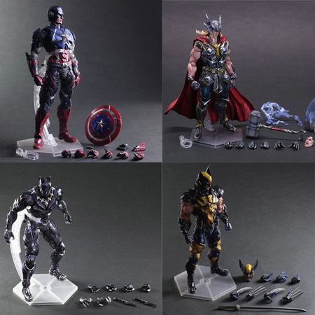 25cm The new listing Marvel Super Heroes Avengers Black Panther Captain America Thanos Thor  Man   Hulk Action Figure