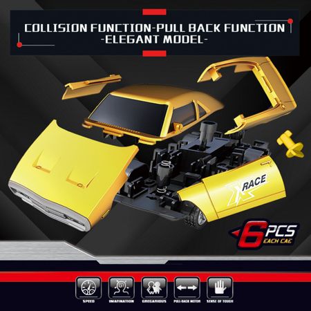 2 PCS Pull Back Car Toys Car Building Blocks Collision Burst Detachable Toy Racing Car inertia Car Birthday Gift for Kids