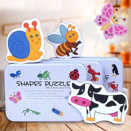 Baby Wooden Big Size Puzzle Cognitive Animal Insect Traffic Fruit Pair Card Set Jigsaw Early Educational Puzzles Toys for Child