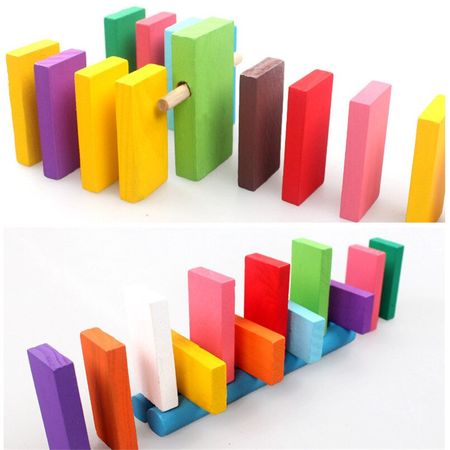 Domino Blocks Kits Color Sort Wooden Toys For Children Rainbow Wood Dominoes Games Early Educational Kids Baby Toy Birthday Gift