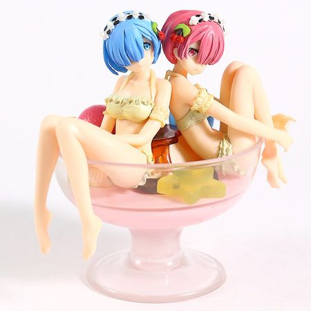 Re:Life in a different world from zero Rem Ram pudding Wine glass Ver. PVC Action Figure Collectible Model Toys For Kids Gift