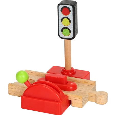 Trains Wooden Track Toys for Kids Educational Wood Block Railway Station Boys Toy Car Cross Traffic Light Tunnel Bridge