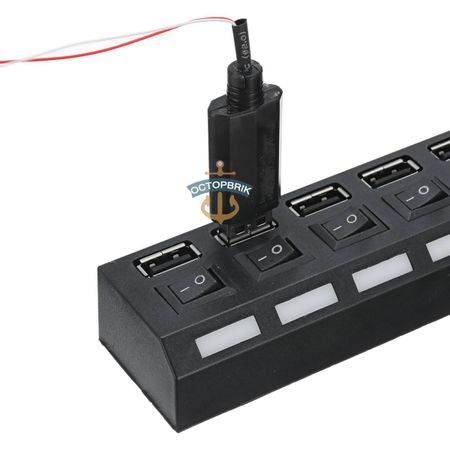 4-7 Ports USB 2.0 HUB Splitter Switch Fit Lego USB AA-Battery Box for LED Lighting Kit Installing Brick (without Battery)