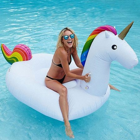 200CM Unicorn Pool Water Fun Giant Inflatable Ride-ons Pegasus For Adult Women Summer Outdoor Toys