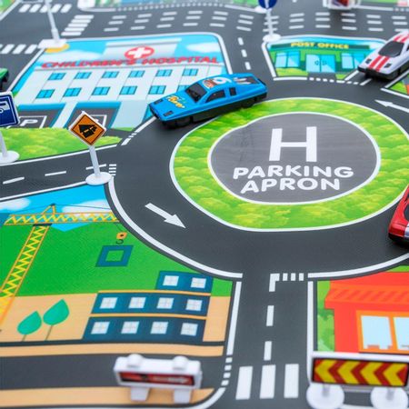 10Pcs Cars & 1Pcs Map 83*58CM City PARKING LOT Roadmap Alloy Toy Model Car Climbing Mats English Version Gifts for Kids