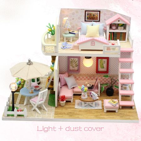 DIY Dollhouse With Furnitures Doll House Miniature Wooden House Waiting Time Coffee House Toys For Children Birthday Gift M033