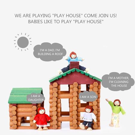 90/170Pcs Baby Wooden Toys For Kids Building Blocks Forest Log Set Lumber Cottage House Toy Wood Children's Educational Toys